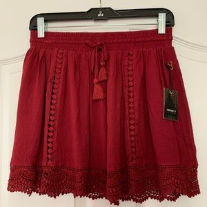 Forever21 Burgundy Eyelet Mini Skirt size M NWT